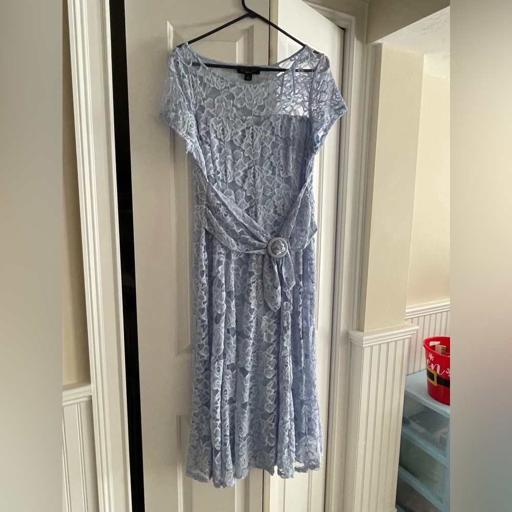 Blue Lace Overlay Dress